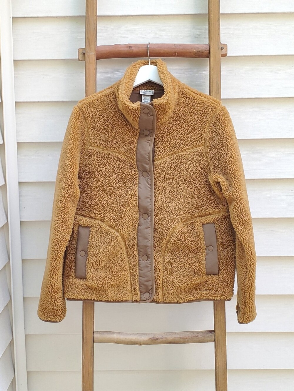 L.L. Bean Sherpa Jacket In Tan Size M - Picture 2 of 5